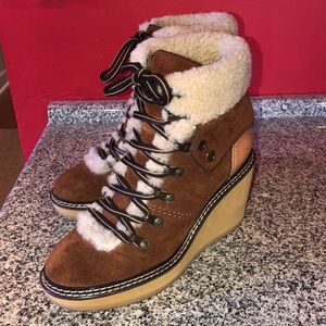 See by Chloe  Shearling-lined Wedge Hiker Bootiis